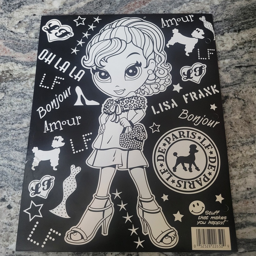 Vintage‎ UNUSED Lisa Frank Glamour Girl  Black White Folder 2005
